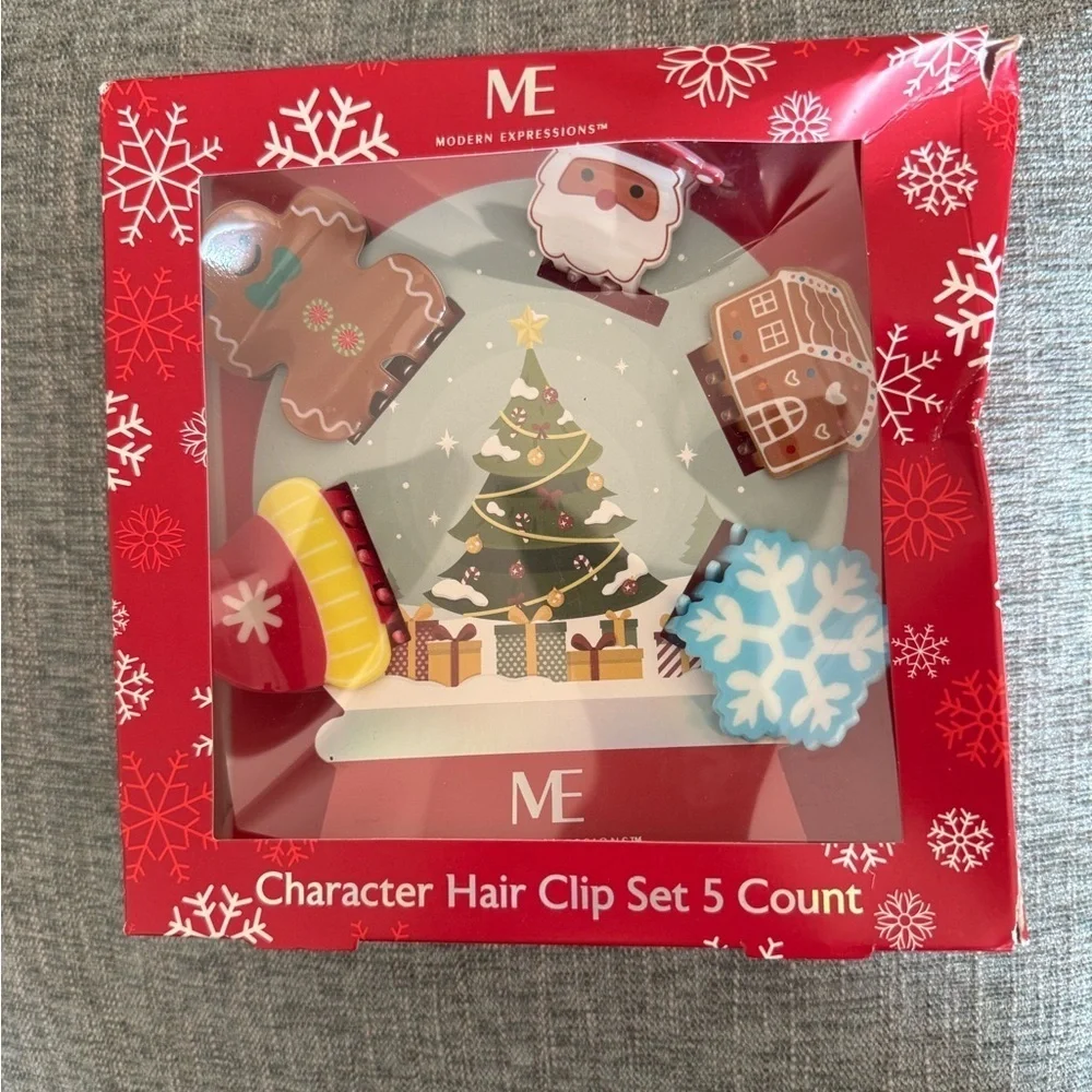 Expressions Red and White Christmas Character Hair Clip Set of 5-NWT
